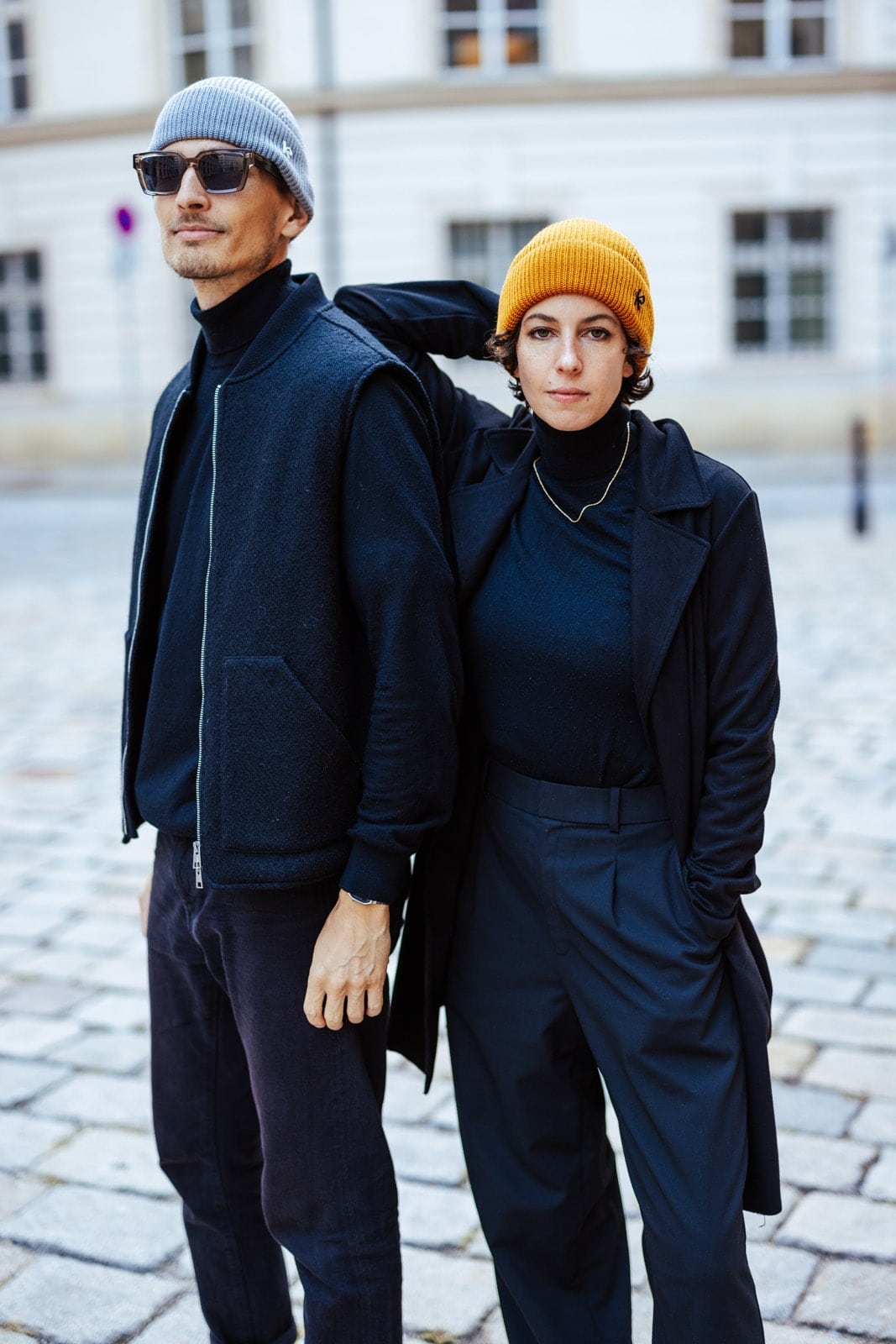 Toni Beanies in Dark Yellow and Grey