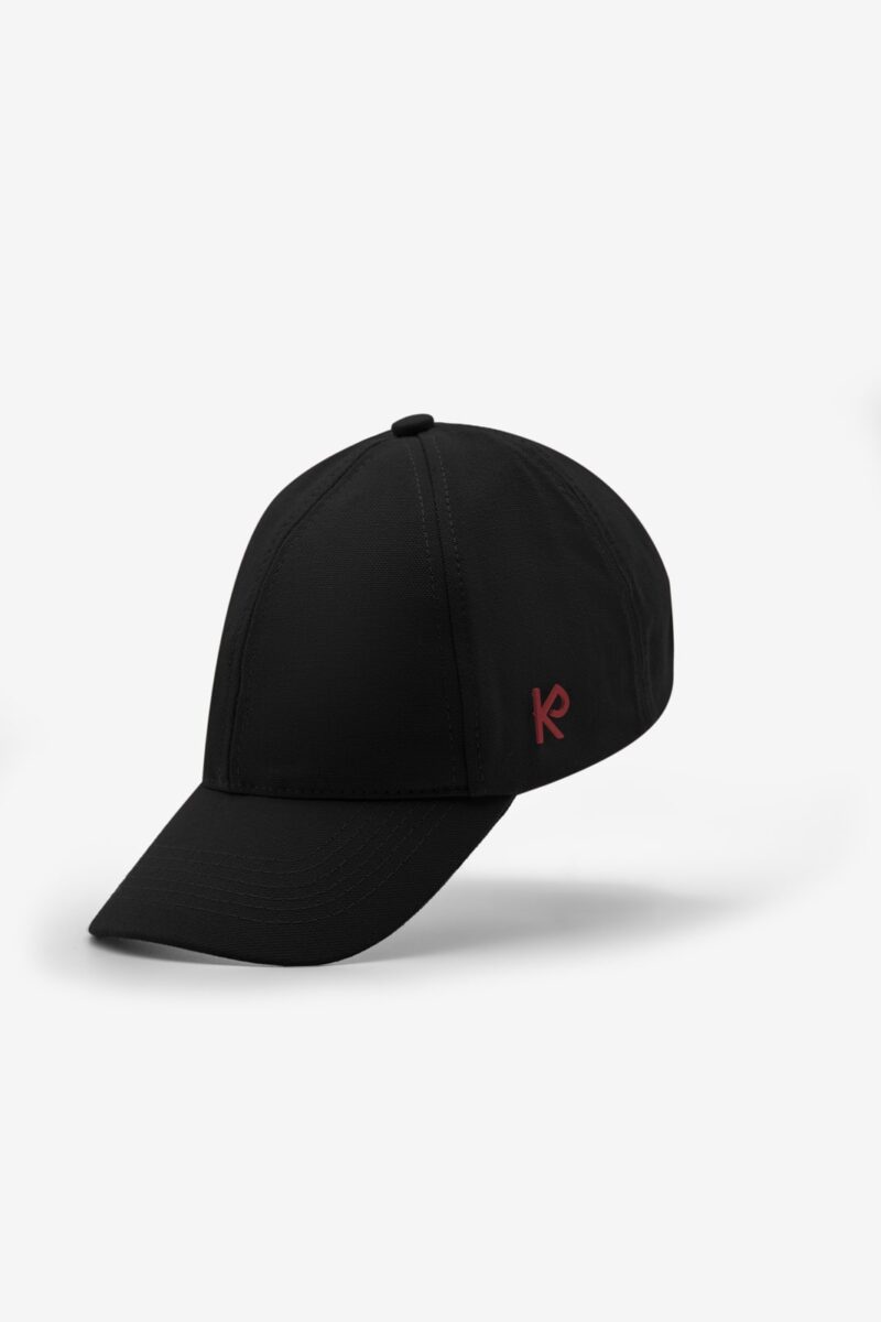 A black Baseball Cap from an angle